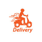 Express Ground Postal Service by Scooter Concept, Courier Service Man Vector Icon Design